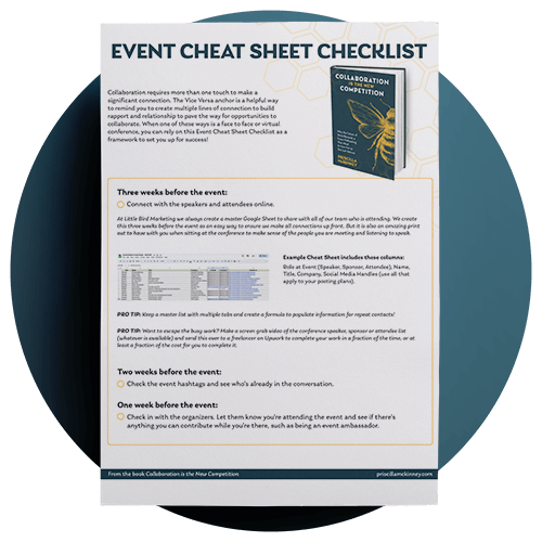 Event Cheat Sheet Checklist